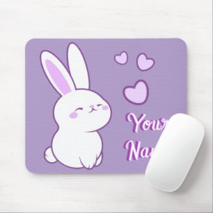 Cute Kawaii Pastel Purple Sitting Bunny Custom Mouse Pad