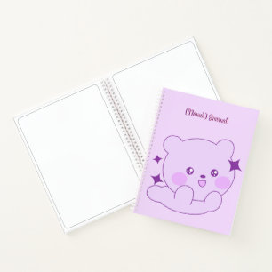 Cute Kawaii Pastel Purple Sparkle Bear cub Custom Notebook