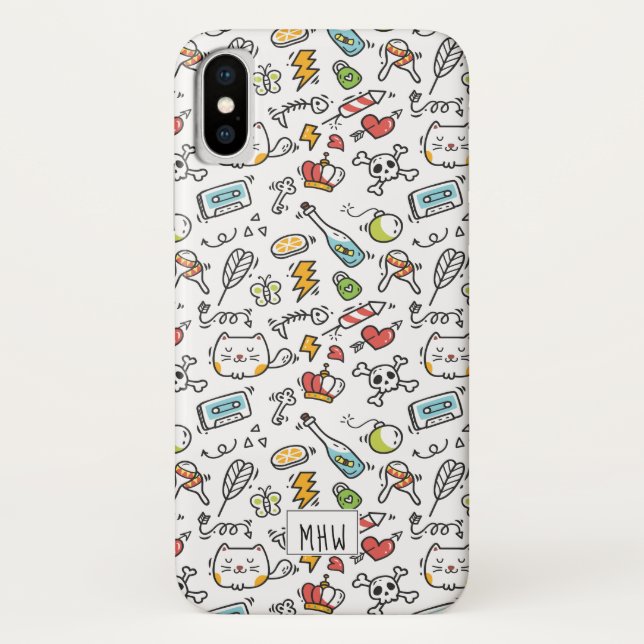 Cute Kawaii Pattern custom monogram phone cases (Back)