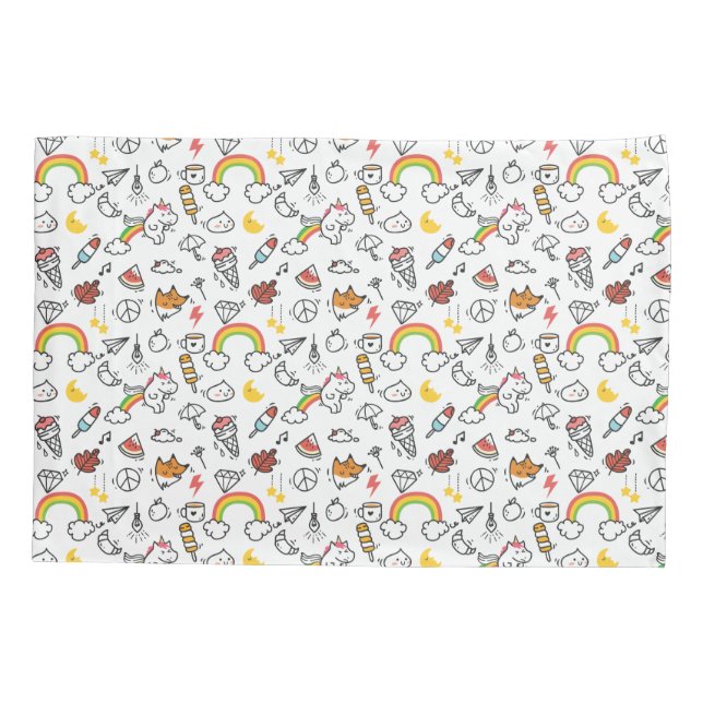 Cute Kawaii Pattern pillowcases (Back)