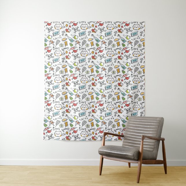 Cute Kawaii Pattern tapestries (In Situ)