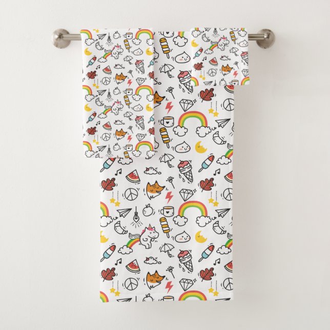 Cute Kawaii Pattern towel set (Insitu)