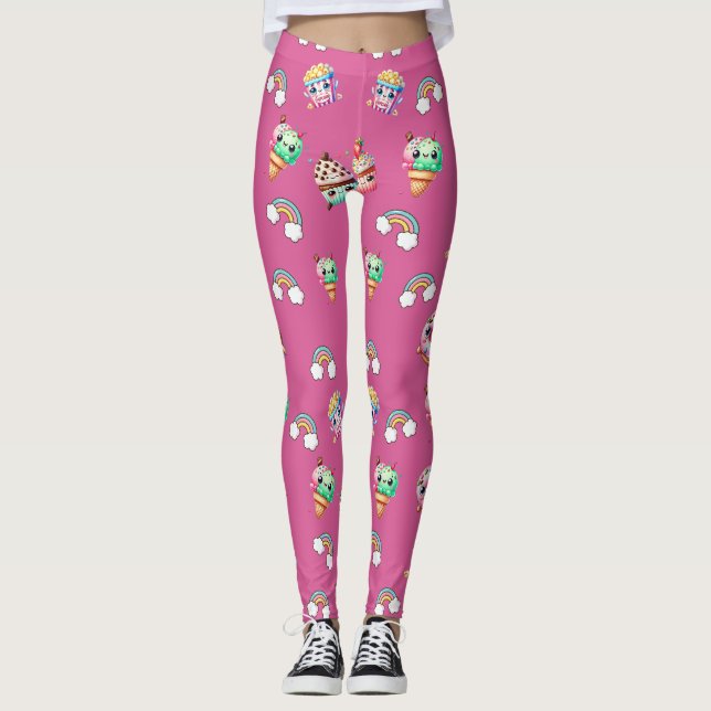 Cute Kawaii  Patterned Food Leggings (Front)