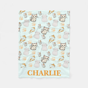 Cute Kawaii & Paws Personalised Baby Blanket 