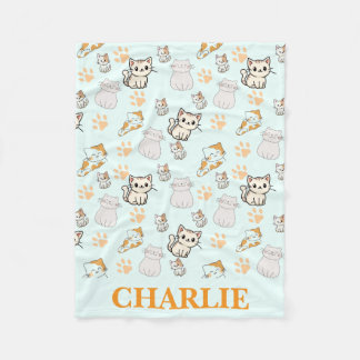 Cute Kawaii & Paws Personalised Baby Blanket 