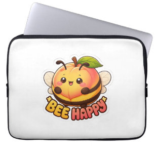 Cute Kawaii Peach Bee Happy Funny Pun Laptop Sleeve