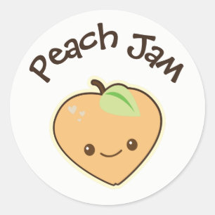 Cute Kawaii Peach Jam Jar Label
