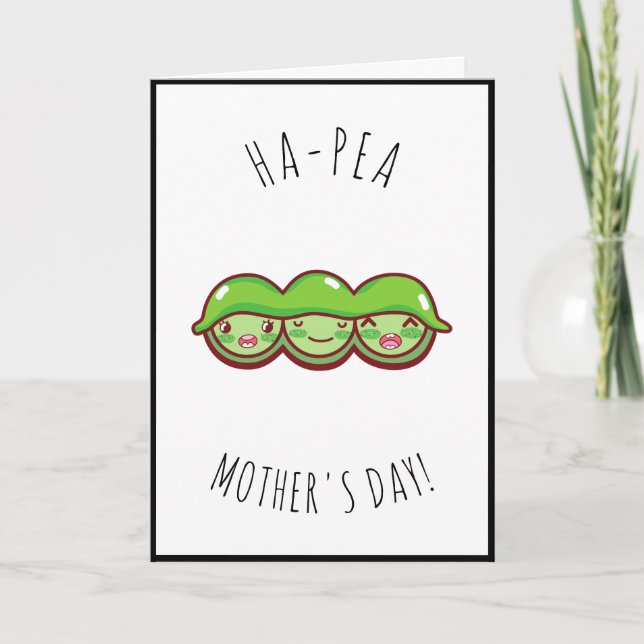 Cute Kawaii Peas Mother's Day Saying Quote Simple Holiday Card (Front)