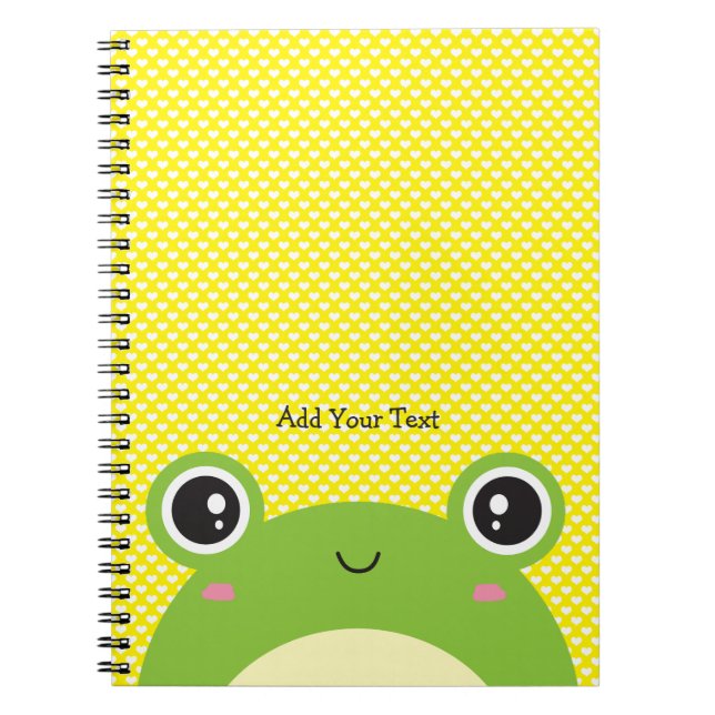 Cute Kawaii Peek-a-Boo Frog Personalised Notebook (Front)