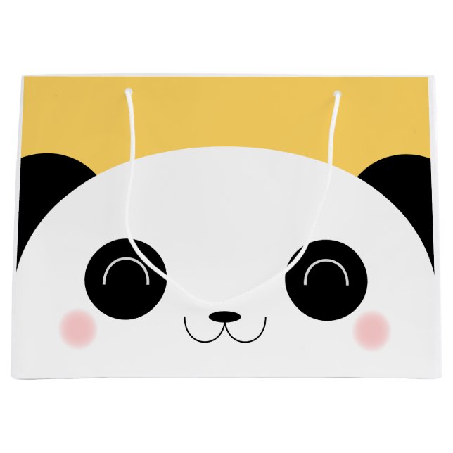 Cute Kawaii Peekaboo Panda Face Large Gift Bag (Front)