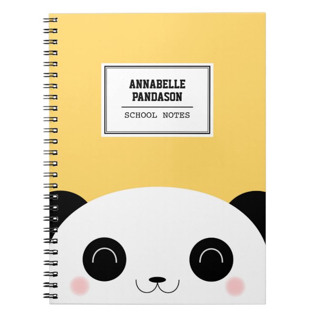 Cute Kawaii Peekaboo Panda Face Personalised Notebook (Front)