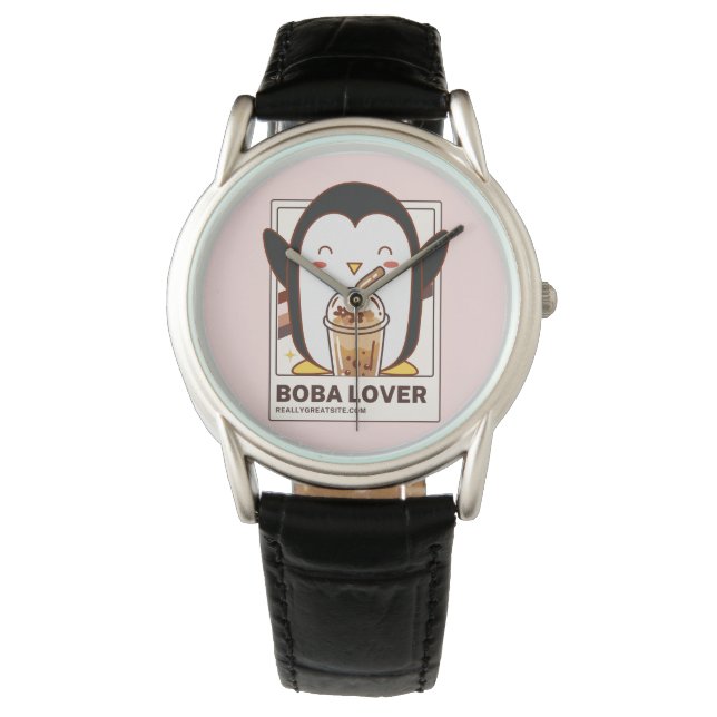 Cute Kawaii Penguin Boba Lover  Watch (Front)