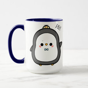 Cute Kawaii Penguin Saying Hi Mug
