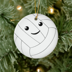 cute kawaii personalised girls volleyball ceramic ornament