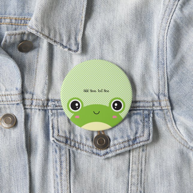 Cute Kawaii Personalised Peek-a-Boo Frog  7.5 Cm Round Badge (In Situ)