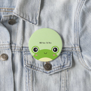 Cute Kawaii Personalised Peek-a-Boo Frog  7.5 Cm Round Badge