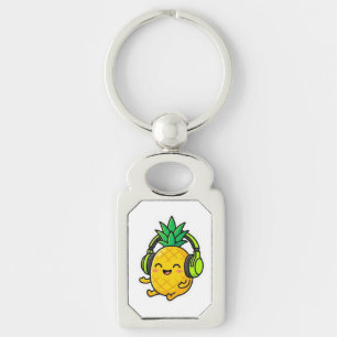 Cute Kawaii Pineapple Wearing Headphones Summer Be Key Ring