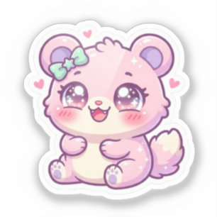 Cute Kawaii Pink Bear Pastel Chibi Kitten Heart St