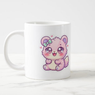 Cute Kawaii Pink Bear Pastel Chibi Kitten Heart St Large Coffee Mug