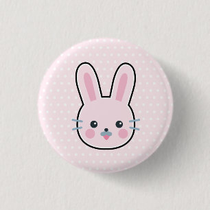 Cute Kawaii Pink Bunny and Polka Dots 3 Cm Round Badge