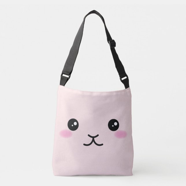 Cute, kawaii, pink bunny design crossbody bag (Front)
