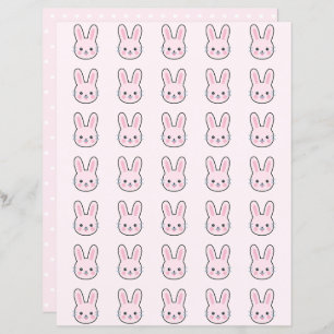 Cute Kawaii Pink Bunny Polka Dots Scrapbook Paper