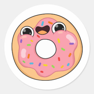 Cute Kawaii Pink Doughnut Classic Round Sticker