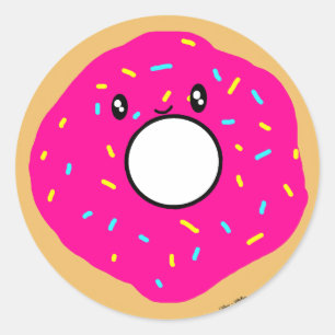 Cute Kawaii Pink Doughnut with Sprinkles Classic Round Sticker