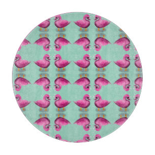 Cute Kawaii Pink Duck & Hearts Nursery Art Cutting Board