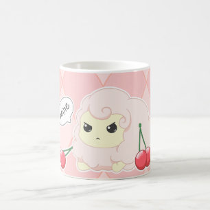 Cute kawaii pink fiesty sheep with cherries coffee mug