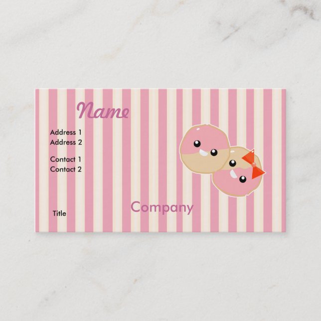Cute Kawaii Pink Frosted Cookies Business Card (Front)