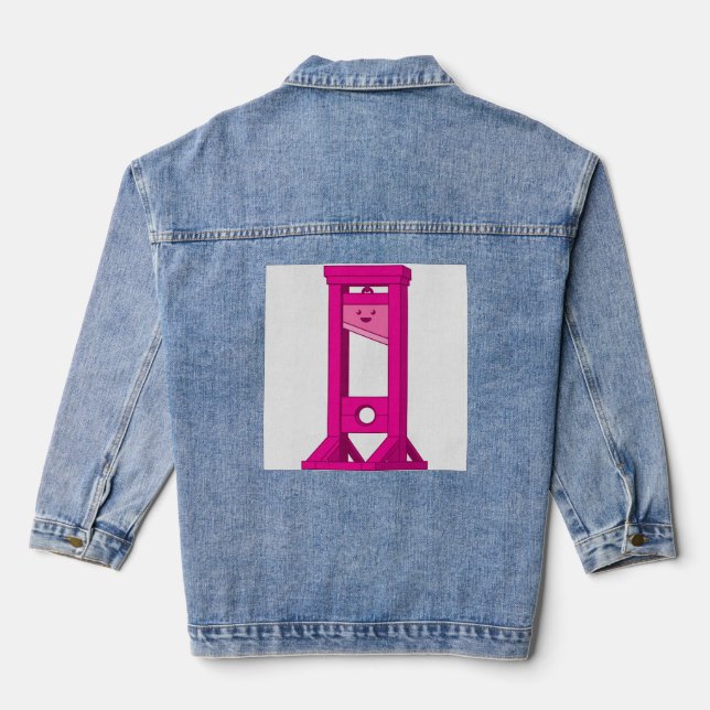 Cute Kawaii Pink Guillotine ChopChop Denim Jacket (Back)