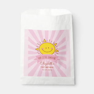 Cute Kawaii Pink Little Sunshine Kids 1st Birthday Favour Bag