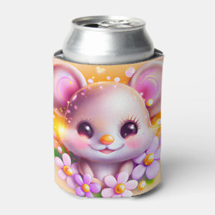 Cute Kawaii Pink Mouse Can Cooler