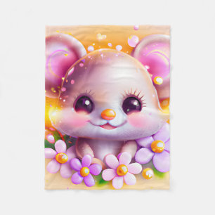 Cute Kawaii Pink Mouse Fleece Blanket