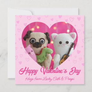 Cute Kawaii Pink Pastel Hearts Valentine’s Day Holiday Card