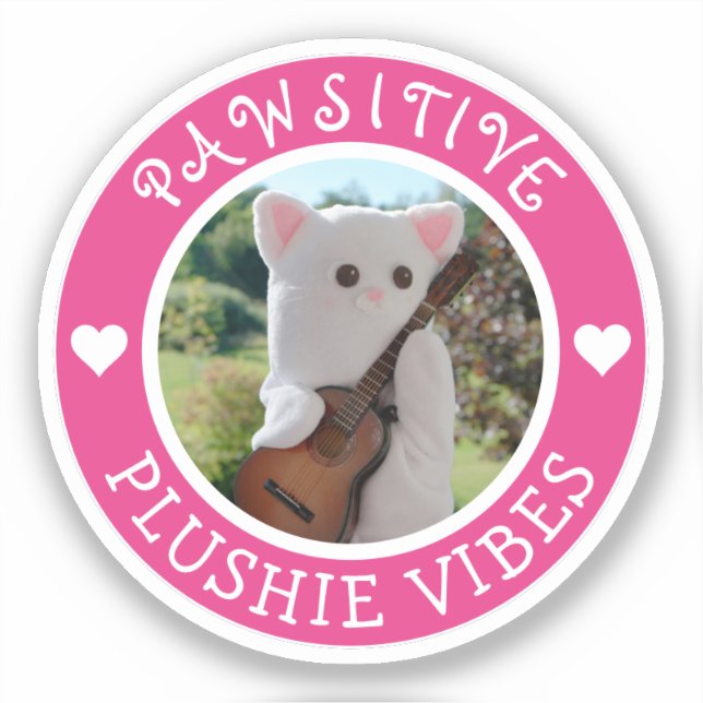 Cute Kawaii Pink Pawsitive Plushie Vibes Photo (Front)