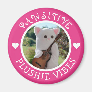 Cute Kawaii Pink Pawsitive Plushie Vibes Photo Magnet