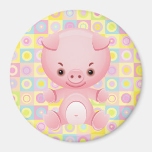 Cute Kawaii pink pig Pattern Magnets