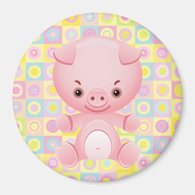 Cute Kawaii pink pig Pattern Magnets (Front)