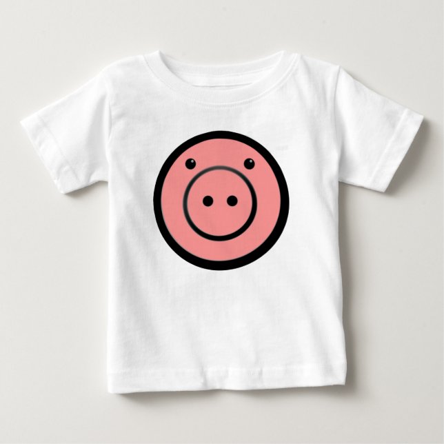 Cute Kawaii Pink Piggy Pig Vector Art Baby T-Shirt (Front)