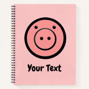 Cute Kawaii Pink Piggy Pig Vector Art Notebook