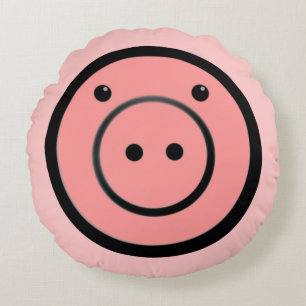Cute Kawaii Pink Piggy Pig Vector Art Round Cushion