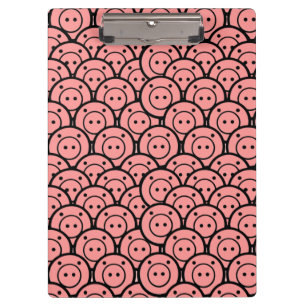 Cute Kawaii Pink Pigs & Piglets Pattern Vector Art Clipboard