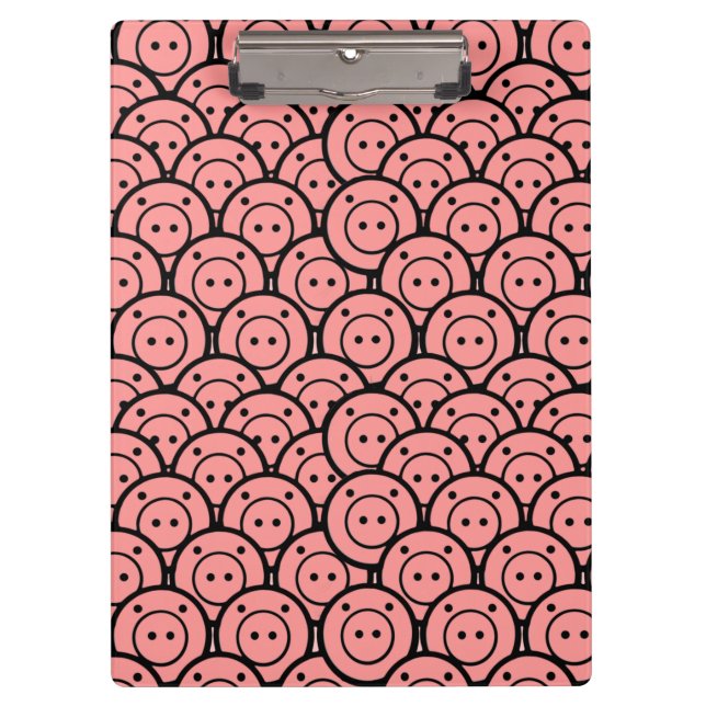 Cute Kawaii Pink Pigs & Piglets Pattern Vector Art Clipboard (Front)