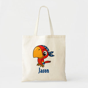 Cute kawaii pirate parrot tote bag