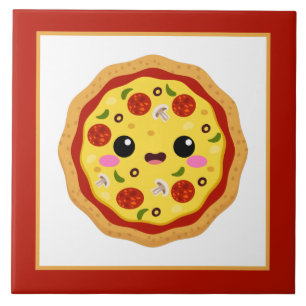 Cute Kawaii pizza lovers home business crafting Ceramic Tile