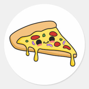 Cute Kawaii Pizza Slice Classic Round Sticker