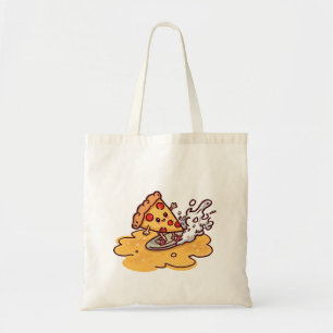 Cute Kawaii Pizza Tote Bag Funny Cheesy Food 