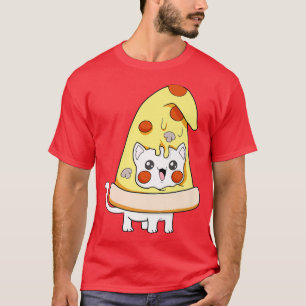 Cute Kawaii Pizza With Cat T-Shirt